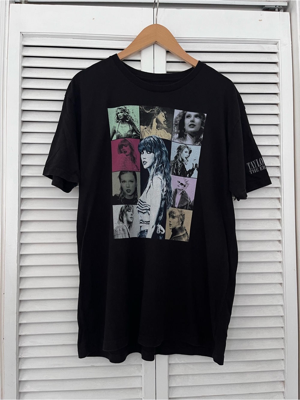 Taylor Swift Black Short-Sleeve Graphic Tee with Multicolor Photo Collage